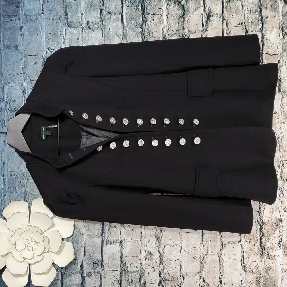Tricotto | Black Retro Military Style Edgy Gothic Punk Cosplay Jacket Coat